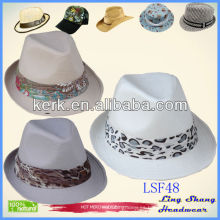 LSF48, cinta blanca Tela Fedora parada del sombrero de sol de la luz solar